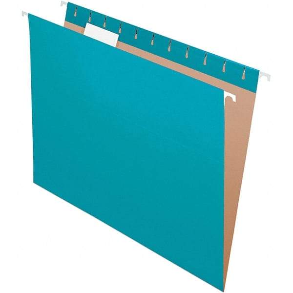 Pendaflex - 8-1/2 x 11", Letter Size, Teal, Hanging File Folder - 11 Point Stock, 1/5 Tab Cut Location - Makers Industrial Supply