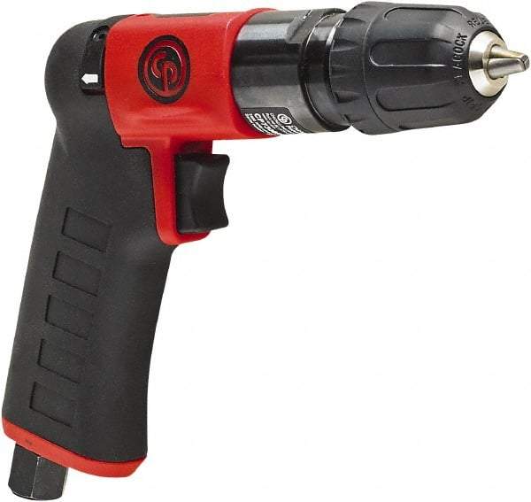 Chicago Pneumatic - 1/4" Reversible Keyless Chuck - Pistol Grip Handle, 2,800 RPM, 0.3 hp, 90 psi - Makers Industrial Supply