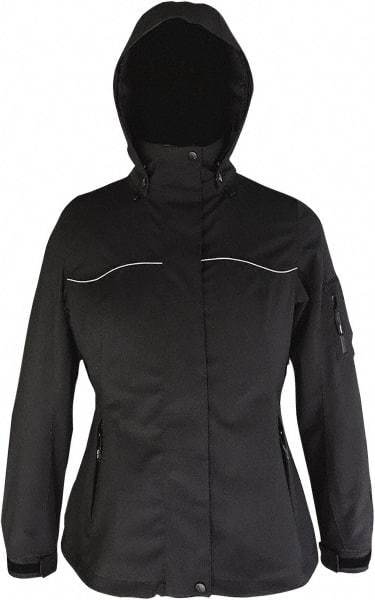 Viking - Size M, Black, Waterproof Jacket - 37" Chest, 4 Pockets, Detachable Hood, Hook & Loop Wrist - Makers Industrial Supply