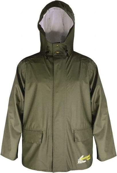 Viking - Size 4XL, Moss Green, Waterproof Jacket - 58" Chest, 2 Pockets, Detachable Hood, Snap at Wrist - Makers Industrial Supply