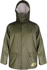 Viking - Size 4XL, Moss Green, Waterproof Jacket - 58" Chest, 2 Pockets, Detachable Hood, Snap at Wrist - Makers Industrial Supply