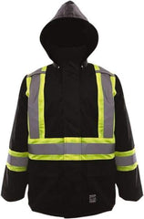 Viking - Size XL High Visibility & Water Resistant Jacket - Black, Polyester & Polyurethane, Zipper, Hook & Loop Closure, 47" Chest - Makers Industrial Supply