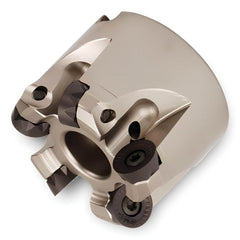 Indexable Copy Face Mills; Maximum Depth Of Cut: 0.2500 in; Compatible Insert Size Code: RCKX1204; Arbor Hole Diameter (mm): 0.75; Maximum Ramping Angle: 7.5  ™; Overall Height (mm): 1.5700 in; Series: 5W6J; Number of Cutter Inserts: 3; Cutter Style: 5W6J