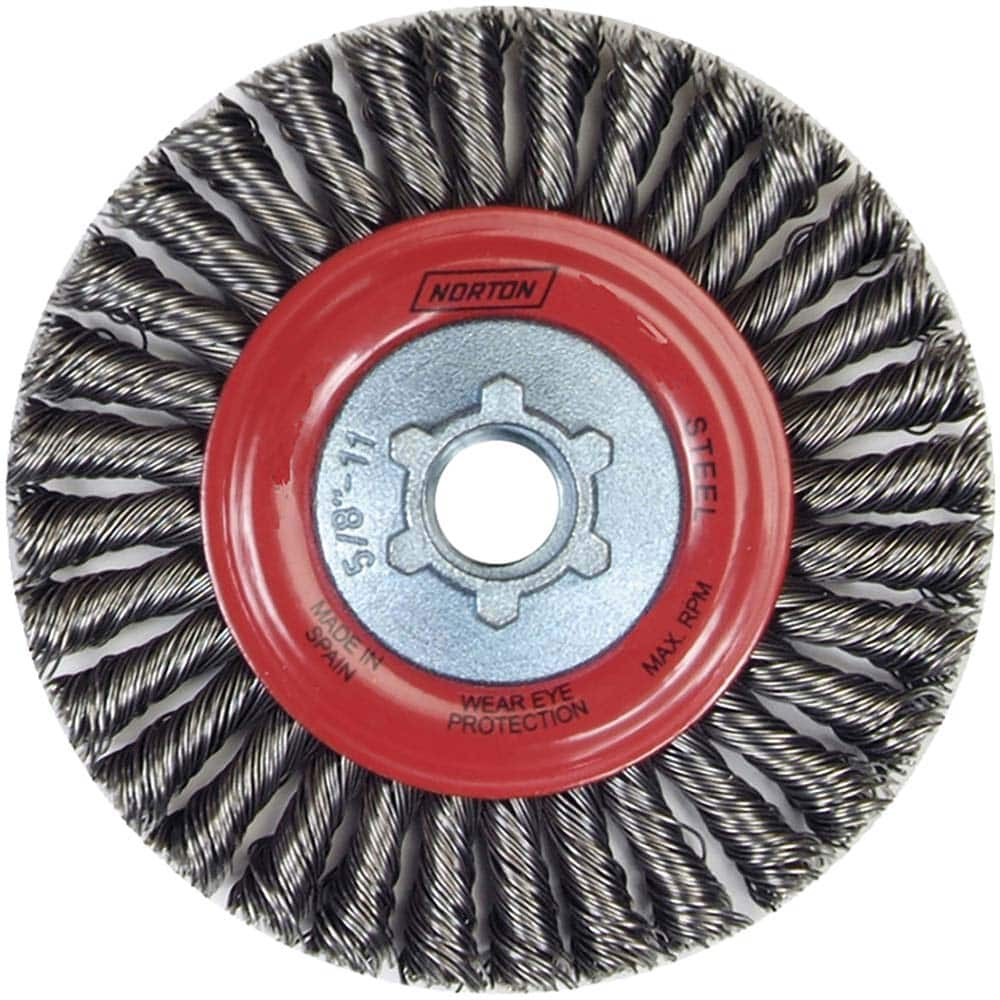 Norton - 9" OD, 5/8-11 Arbor Hole, Stringer Bead Carbon Wheel Brush - Makers Industrial Supply