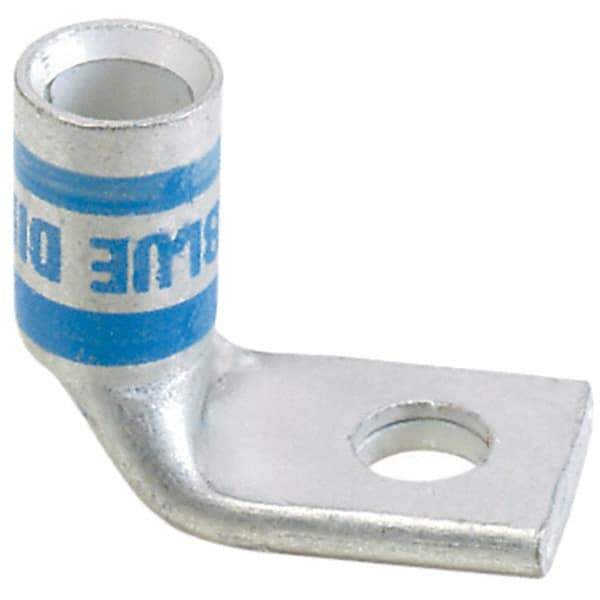 Panduit - 6 AWG Noninsulated Compression Connection Right Angle Ring Terminal - 1/4" Stud, 1.03" OAL x 0.48" Wide, Tin Plated Copper Contact - Makers Industrial Supply