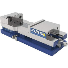 Kurt - 4" Jaw Width, 6-1/2" Jaw Opening Capacity, Horizontal Stationary Machine Vise - Manual Operation, 60 Lb Capacity, 1 Station, 14.56" Long x 84.47mm High x 1-15/64" Deep, 1.235" Jaw Height, 7,500 Lb Max Clamp Force, Ductile Iron - Makers Industrial Supply