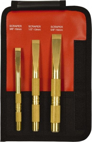 Mayhew - 3 Piece Brass Scraper Chisel Set - Sizes Included 3/8 to 5/8" - Makers Industrial Supply