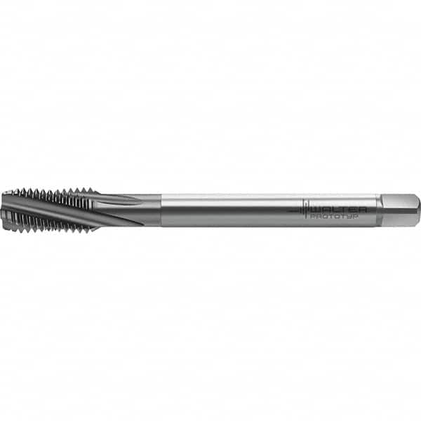 Walter-Prototyp - M12x1.75 Metric 4 Flute 6HX Semi-Bottoming Spiral Flute Tap - High Speed Steel, TiCN Finish, 110mm OAL, Right Hand Flute, Right Hand Thread, Series TC122 - Exact Industrial Supply