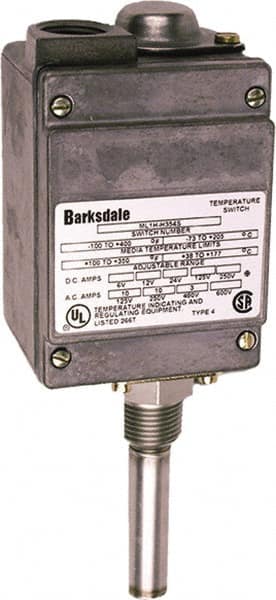 Barksdale - -50 to 75°F Local Mount Temperature Switch - 1/2" NPT, 13/16 x 3-1/8 Rigid Stem, 304 Stainless Steel, ±1% of mid-60% of F.S. - Makers Industrial Supply