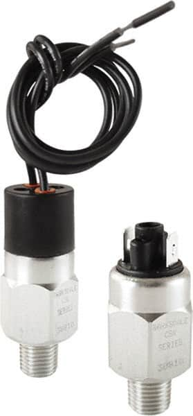 Barksdale - 20 to 120 psi Adjustable Range, 9,000 Max psi, Compact Pressure Switch - 7/16-20 UNF SAE, 18in Free Leads, SPST/ NO Contact, Brass Wetted Parts, 4% Repeatability - Makers Industrial Supply