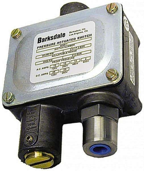 Barksdale - 35 to 250 psi Adjustable Range, 4,500 Max psi, Sealed Piston Pressure Switch - 1/4 NPT Female, Screw Terminals, SPDT Contact, 416SS Wetted Parts, 2% Repeatability - Makers Industrial Supply