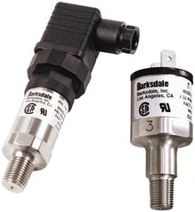 Barksdale - 5 to 50 psi Adjustable Range, 100 Max psi, Compact Pressure Switch - 1/4 NPT Male, DIN 43650, Without Plug, SPST/ NO Contact, SS Wetted Parts, 8% Repeatability - Makers Industrial Supply