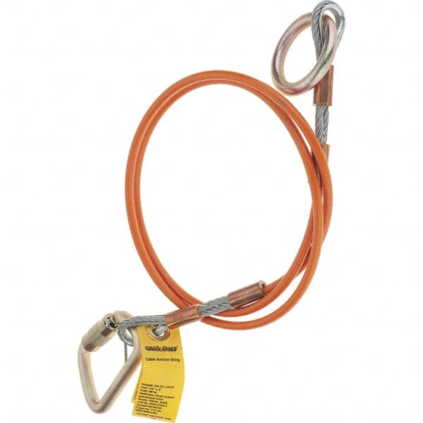 PRO-SAFE - 6' Long, D-Ring Anchor Sling - 350 Lb Capacity, Vinyl Coated Galvanized Steel Cable - Makers Industrial Supply