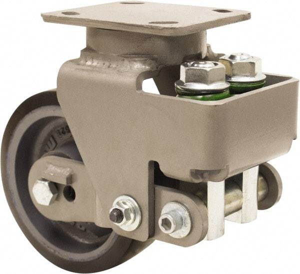 Hamilton - 6" Diam x 2" Wide, Polyurethane Mold on to Cast Iron Center Swivel Caster - 1,315 Lb Capacity, Top Plate Mount, 4" x 5" Plate, Sealed Precision Ball Bearing Bearing - Makers Industrial Supply