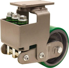 Hamilton - 6" Diam x 3" Wide, Polyurethane Mold on to Cast Iron Center Swivel Caster - 3,145 Lb Capacity, Top Plate Mount, 4-1/2" x 6-1/2" Plate, Sealed Precision Ball Bearing Bearing - Makers Industrial Supply