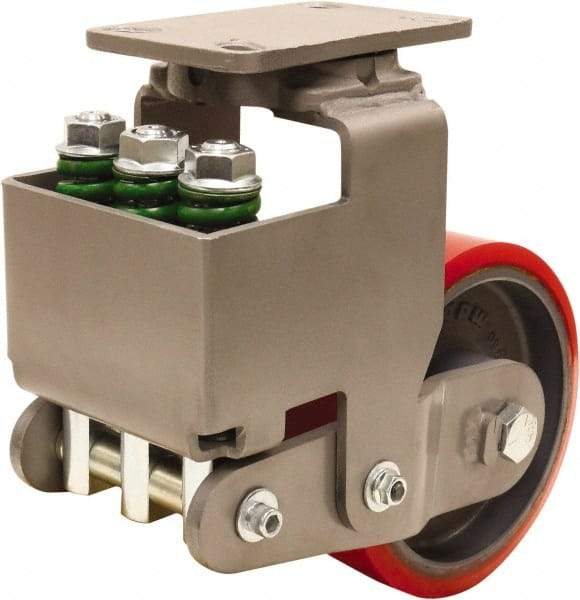 Hamilton - 8" Diam x 3" Wide, Polyurethane Mold on to Cast Iron Center Swivel Caster - 2,500 Lb Capacity, Top Plate Mount, 4-1/2" x 6-1/2" Plate, Sealed Precision Ball Bearing Bearing - Makers Industrial Supply