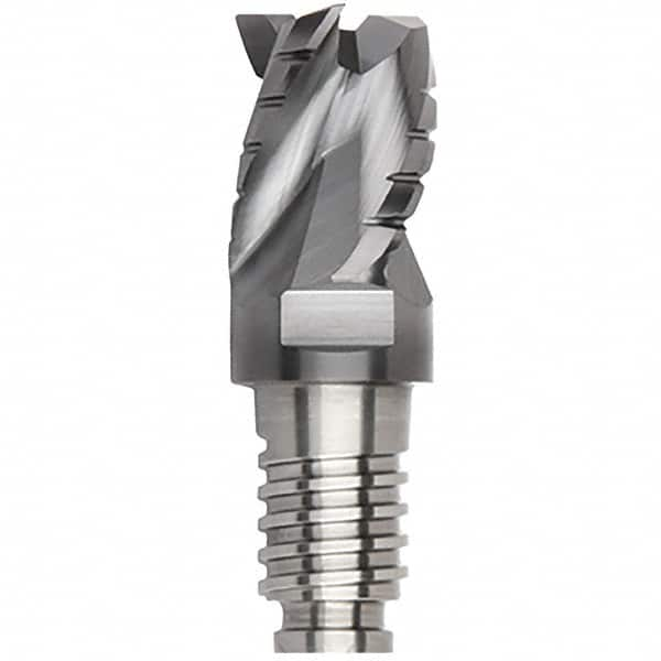 Kennametal - 3/8" Diam, 9/32" LOC, 3 Flute, 0.015" Corner Radius End Mill Head - Solid Carbide, AlTiN Finish, Duo-Lock 10 Connection, Spiral Flute, 35° Helix, Centercutting - Makers Industrial Supply