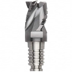 Kennametal - 3/4" Diam, 9/16" LOC, 3 Flute, 0.015" Corner Radius End Mill Head - Solid Carbide, AlTiN Finish, Duo-Lock 20 Connection, Spiral Flute, 35° Helix, Centercutting - Makers Industrial Supply