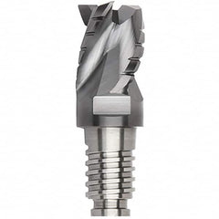 Kennametal - 1/2" Diam, 3/8" LOC, 3 Flute, 0.015" Corner Radius End Mill Head - Solid Carbide, AlTiN Finish, Duo-Lock 12 Connection, Spiral Flute, 35° Helix, Centercutting - Makers Industrial Supply