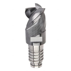 Kennametal - 12mm Diam, 9mm LOC, 3 Flute, 0.4mm Corner Radius End Mill Head - Solid Carbide, AlTiN Finish, Duo-Lock 12 Connection, Spiral Flute, 42, 45 & 48° Helix, Centercutting - Makers Industrial Supply