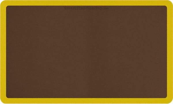 Smart Step - 5' Long x 3' Wide, Dry Environment, Anti-Fatigue Matting - Brown with Yellow Borders, Urethane with Urethane Sponge Base, Beveled on All 4 Sides - Makers Industrial Supply