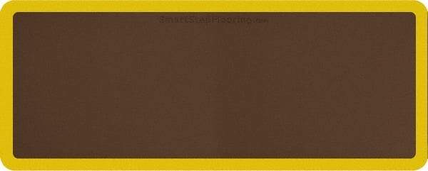 Smart Step - 5' Long x 2' Wide, Dry Environment, Anti-Fatigue Matting - Brown with Yellow Borders, Urethane with Urethane Sponge Base, Beveled on All 4 Sides - Makers Industrial Supply