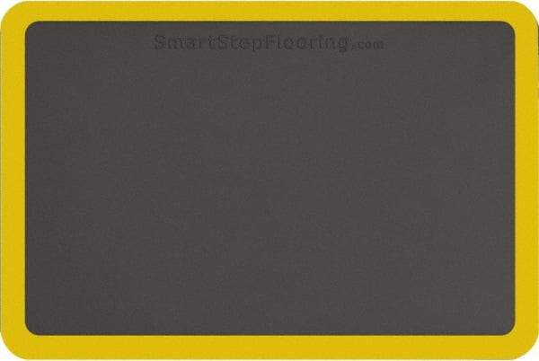 Smart Step - 3' Long x 2' Wide, Dry Environment, Anti-Fatigue Matting - Gray with Yellow Borders, Urethane with Urethane Sponge Base, Beveled on All 4 Sides - Makers Industrial Supply