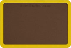 Smart Step - 3' Long x 2' Wide, Dry Environment, Anti-Fatigue Matting - Brown with Yellow Borders, Urethane with Urethane Sponge Base, Beveled on All 4 Sides - Makers Industrial Supply