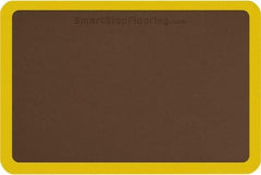 Smart Step - 3' Long x 2' Wide, Dry Environment, Anti-Fatigue Matting - Brown with Yellow Borders, Urethane with Urethane Sponge Base, Beveled on All 4 Sides - Makers Industrial Supply