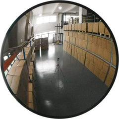 PRO-SAFE - Indoor/Outdoor Round Convex Safety, Traffic & Inspection Mirrors - Glass Lens, Galvanized Steel Backing, 36" Diam x 37" High - Makers Industrial Supply