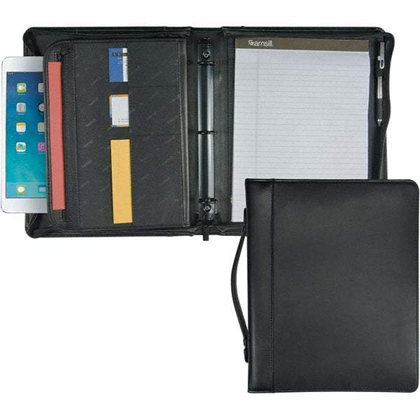 Samsill - 13-1/2" Long x 11" Wide Leatherette Two-Pocket Portfolios - Black - Makers Industrial Supply