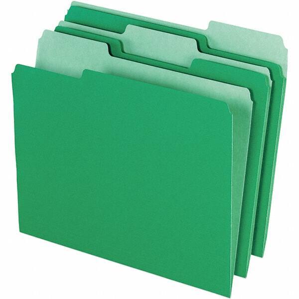 Pendaflex - 11-5/8 x 9-1/2", Letter Size, Green/Light Green, File Folders with Top Tab - 11 Point Stock, Assorted Tab Cut Location - Makers Industrial Supply