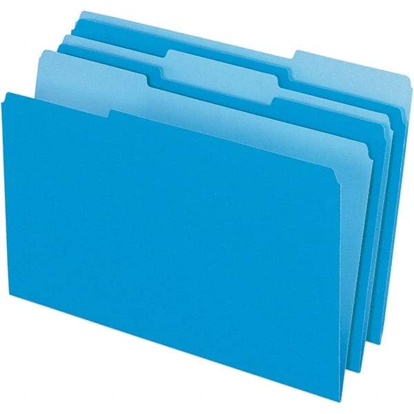 Pendaflex - 14-5/8 x 9-1/2", Legal, Blue/Light Blue, File Folders with Top Tab - 11 Point Stock, Assorted Tab Cut Location - Makers Industrial Supply