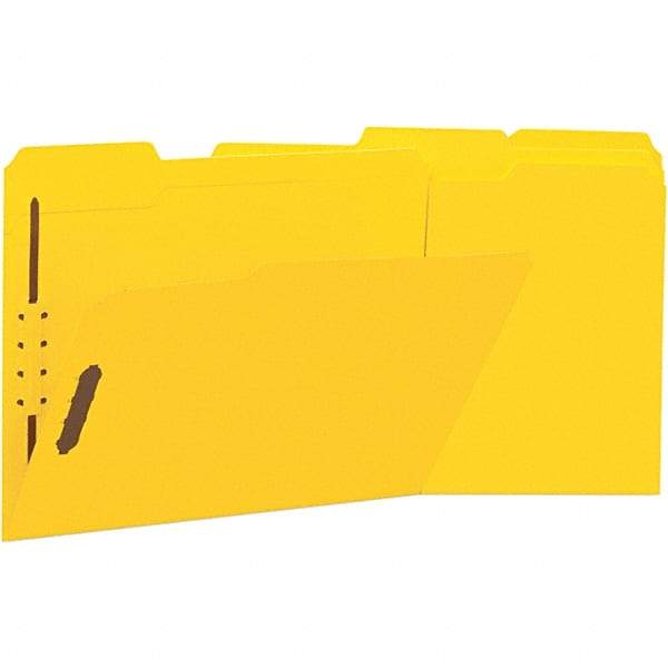 UNIVERSAL - 12-1/4 x 9-1/2", Letter Size, Yellow, File Folders with Top Tab - 11 Point Stock, Assorted Tab Cut Location - Makers Industrial Supply