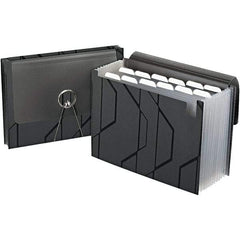 Pendaflex - 11-3/4 x 9-1/2", Letter Size, Black, Expandable File Folders with Elastic Cord Closure - 1/6 Tab Cut Location - Makers Industrial Supply