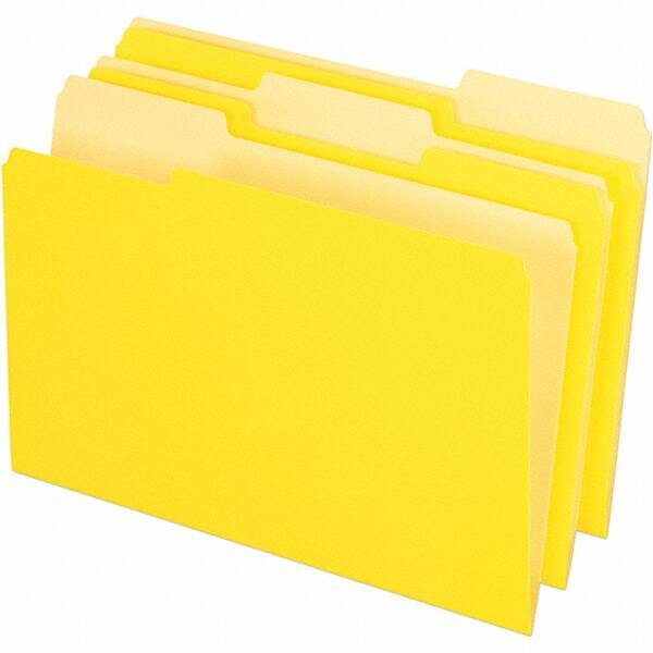 Pendaflex - 14-5/8 x 9-3/16", Legal, Yellow, File Folders with Top Tab - 11 Point Stock, Assorted Tab Cut Location - Makers Industrial Supply