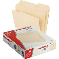 Pendaflex - 11-5/8 x 9-1/2", Letter Size, Manila, File Folders with Top Tab - 11 Point Stock, Assorted Tab Cut Location - Makers Industrial Supply