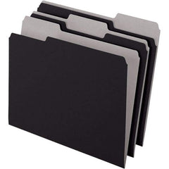 Pendaflex - 11-5/8 x 9-3/16", Letter Size, Black, File Folders with Top Tab - 11 Point Stock, Assorted Tab Cut Location - Makers Industrial Supply