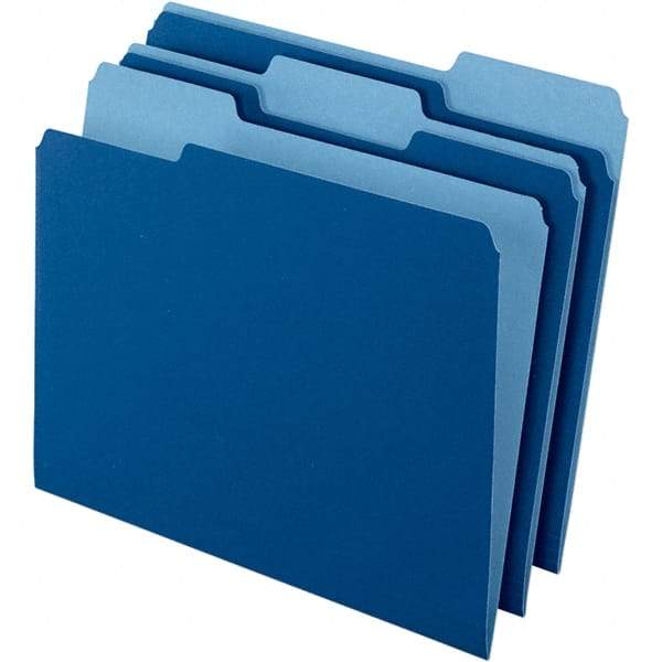 Pendaflex - 11-5/8 x 9-3/16", Letter Size, Navy Blue, File Folders with Top Tab - 11 Point Stock, Assorted Tab Cut Location - Makers Industrial Supply