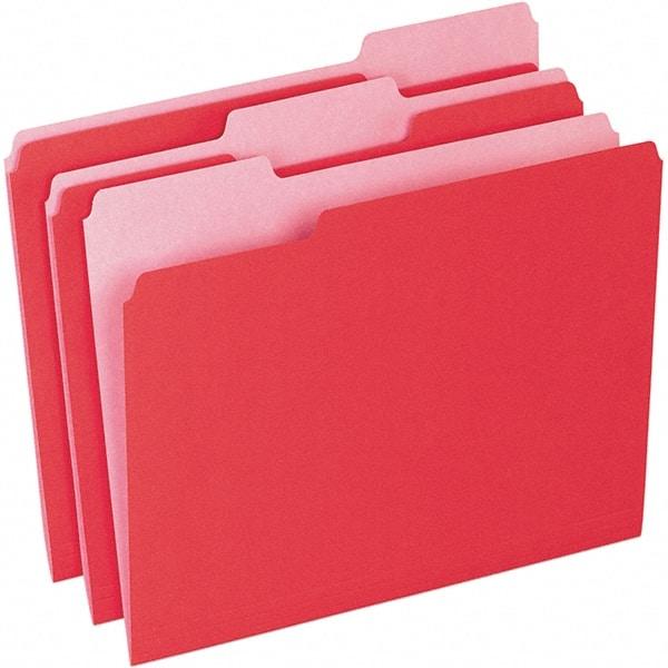 Pendaflex - 11-5/8 x 9-1/2", Letter Size, Red/Light Red, File Folders with Top Tab - 11 Point Stock, Assorted Tab Cut Location - Makers Industrial Supply