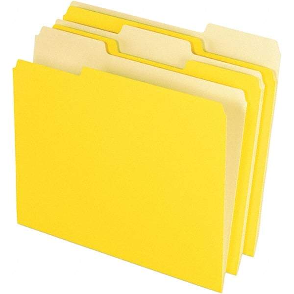 Pendaflex - 11-5/8 x 9-1/2", Letter Size, Yellow, File Folders with Top Tab - 11 Point Stock, Assorted Tab Cut Location - Makers Industrial Supply