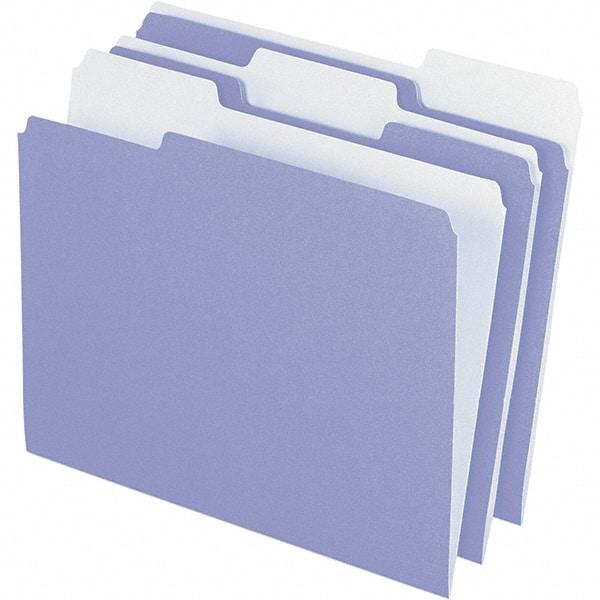 Pendaflex - 11-5/8 x 9-1/2", Letter Size, Lavender, File Folders with Top Tab - 11 Point Stock, Assorted Tab Cut Location - Makers Industrial Supply