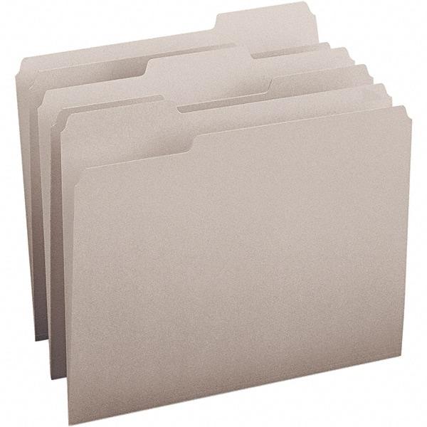 SMEAD - 11-5/8 x 9-1/2", Letter Size, Gray, File Folders with Top Tab - 11 Point Stock, Assorted Tab Cut Location - Makers Industrial Supply