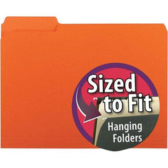 SMEAD - 11-5/8 x 9-3/16", Letter Size, Orange, File Folders with Top Tab - 11 Point Stock, Assorted Tab Cut Location - Makers Industrial Supply