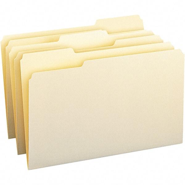 SMEAD - 14-3/4 x 9-1/2", Legal, Manila, File Folders with Top Tab - 11 Point Stock, Assorted Tab Cut Location - Makers Industrial Supply