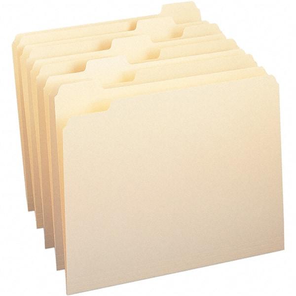 SMEAD - 11-5/8 x 9-1/2", Letter Size, Manila, File Folders with Top Tab - 11 Point Stock, Assorted Tab Cut Location - Makers Industrial Supply