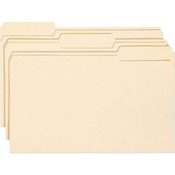 SMEAD - 14-3/4 x 9-1/2", Legal, Manila, File Folders with Top Tab - 11 Point Stock, Assorted Tab Cut Location - Makers Industrial Supply