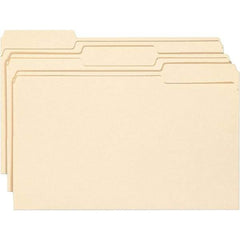 SMEAD - 14-3/4 x 9-1/2", Legal, Manila, File Folders with Top Tab - 11 Point Stock, Assorted Tab Cut Location - Makers Industrial Supply