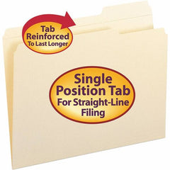 SMEAD - 11-5/8 x 9-1/2", Letter Size, Manila, File Folders with Top Tab - 11 Point Stock, Assorted Tab Cut Location - Makers Industrial Supply