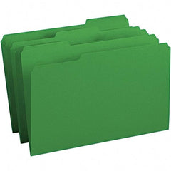 SMEAD - 14-3/4 x 9-1/2", Legal, Green, File Folders with Top Tab - 11 Point Stock, Assorted Tab Cut Location - Makers Industrial Supply